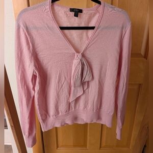 J. Crew Soft Pink V-Neck Sweater with Tie
